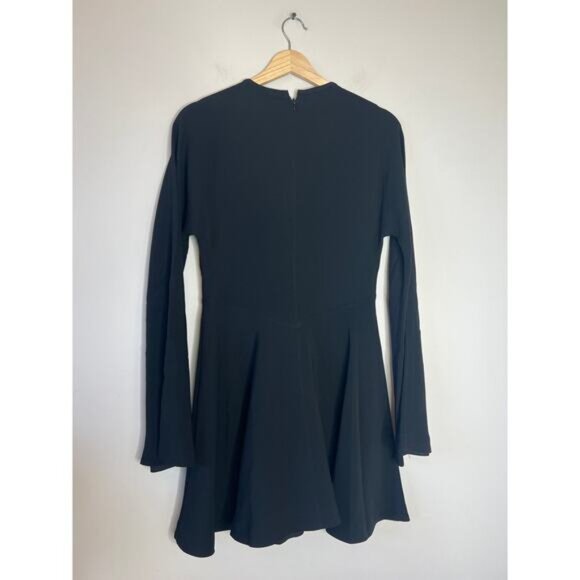 NWT La Ligne Short Fit Crew Neck Back Zip Flare Dolman Sleeve Dress Black Sz: 0 - Picture 6 of 7